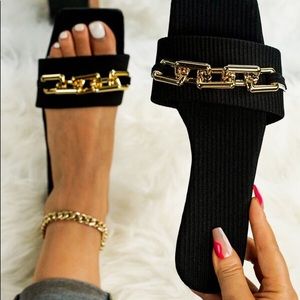 Chain Decor Slide Sandals (NWT)